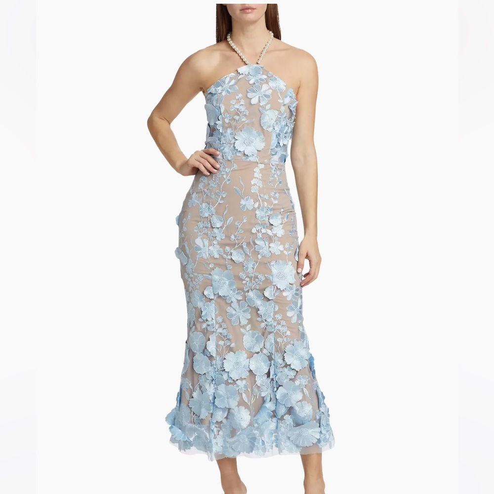 Jules Dress Floral Appliqué Midi-Dress